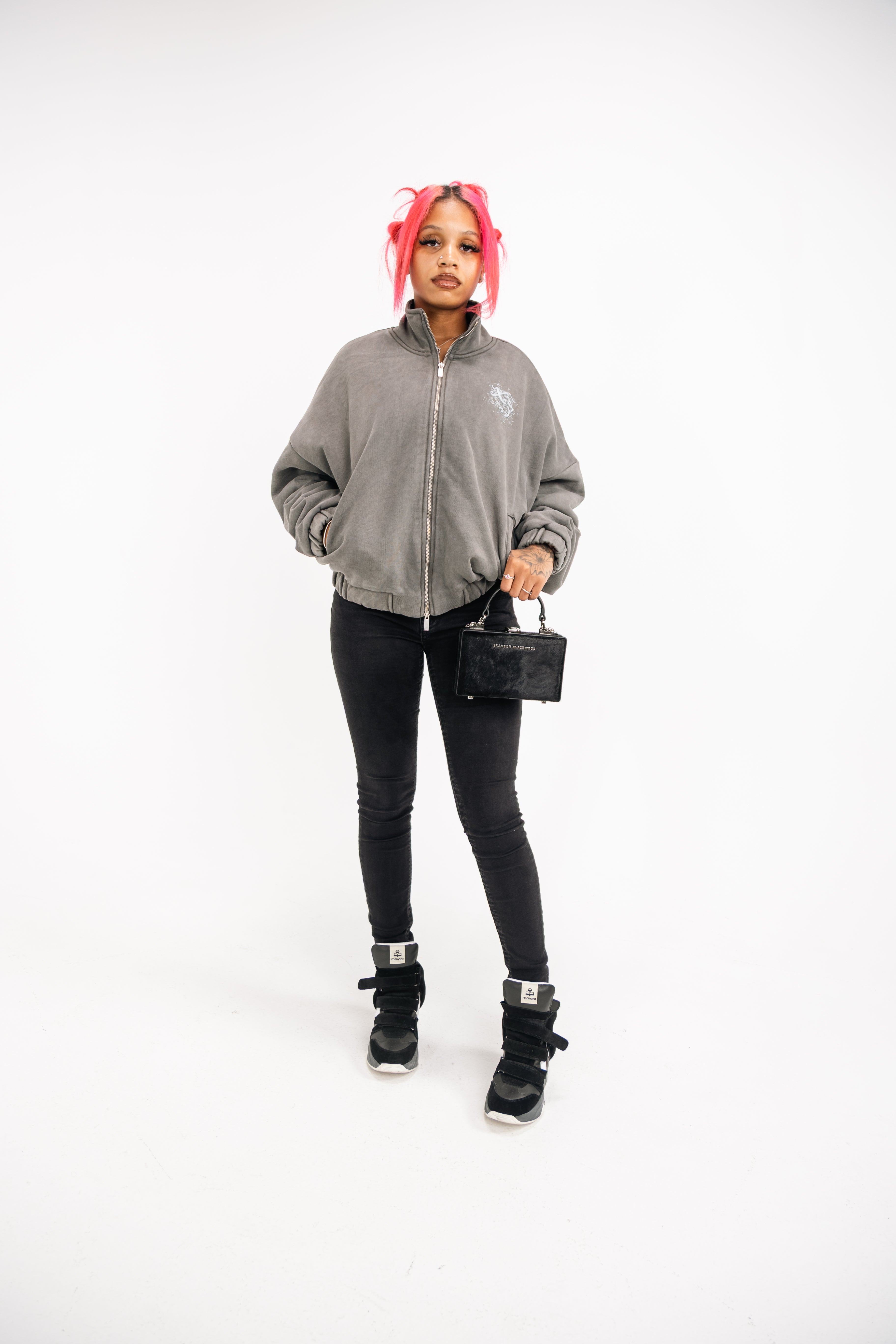 5tatement Mock Neck Bomber