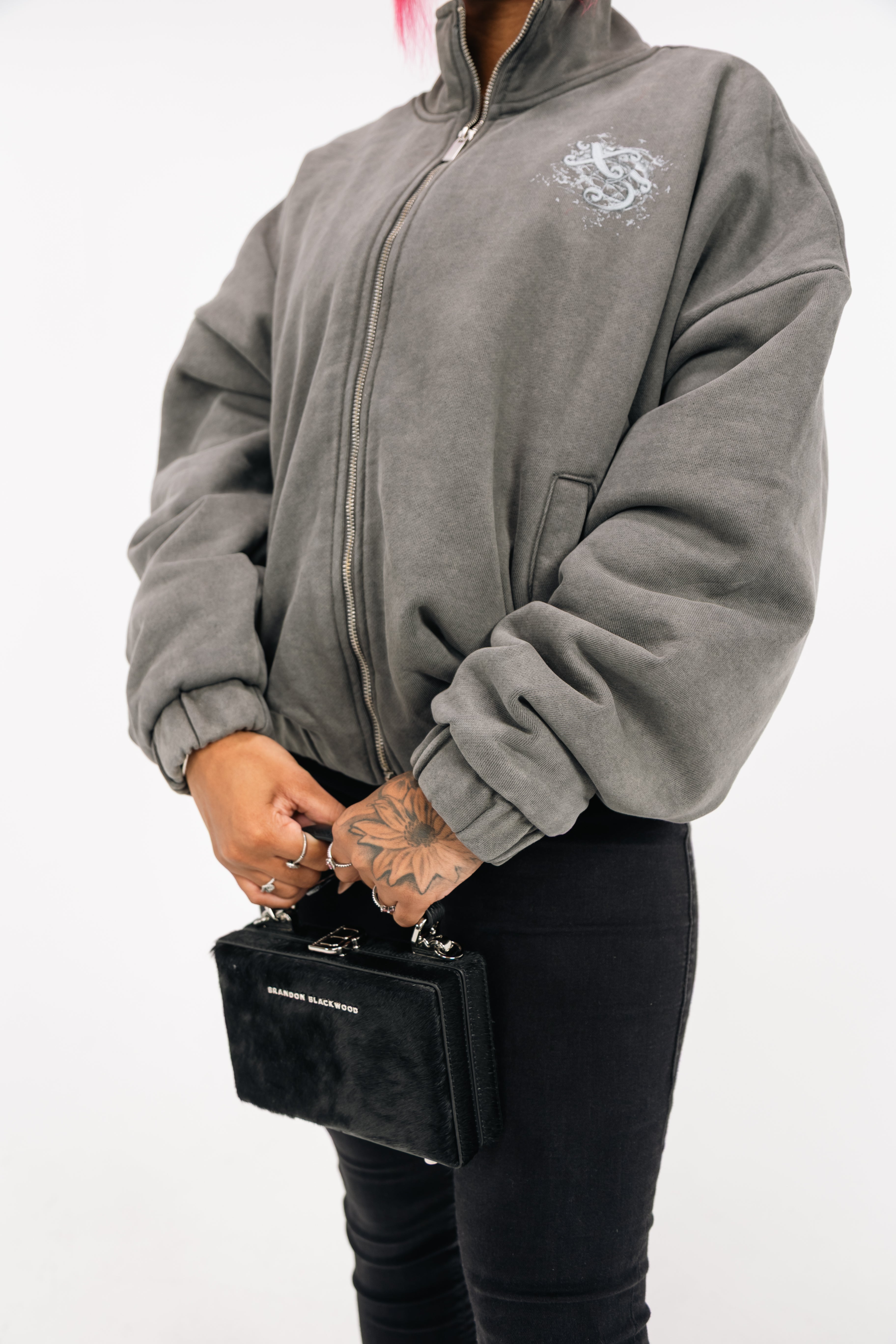 5tatement Mock Neck Bomber